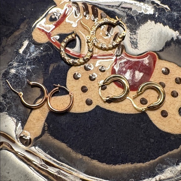 10k gold tricolor hoops Bundle (3) - Picture 2 of 6